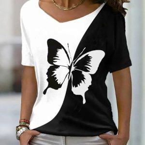 JFN Color Block Casual Regular Fit Short Sleeve T-Shirt/Tee, JustFashionNow T-Shirts, color:Black-white|size:XXL,