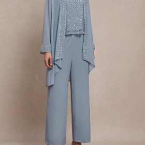 Elegant Plain Matching Outfit, Suit Set, color:Light Blue|size:XXL, JustFashionNow