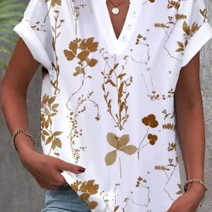 Casual Floral Raglan Sleeves Loose Shirt, Blouses & Shirts, Roselinlin - Online Catalog