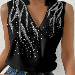 Plain Hot Drilling Casual Tank Top, Tanks & Camis, color:Black|size:XXL, JustFashionNow