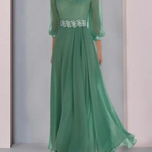 Elegant Lantern Sleeve Regular Fit Dress, Dresses, color:Green|size:XXL, JustFashionNow