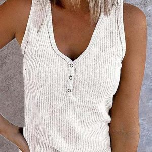 JFN V Neck Solid Causal Tank Top, Tanks & Camis, color:Red|size:5XL, JustFashionNow