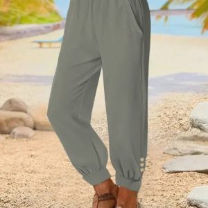 Casual Plain Cotton Pants, Pants, Lilicloth.com