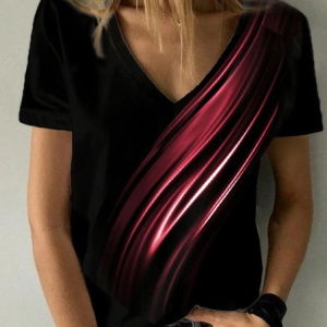 JFN V Neck Gradient Casual T-Shirt/Tee, T-Shirts, color:Black|size:XXL, JustFashionNow