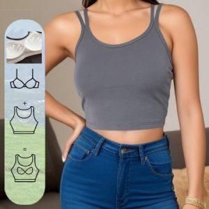 Casual Crew Neck Plain Cami, Tanks & Camis, color:Deep Gray|size:XXL, catalog Noracora shop