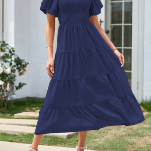 Boat Neck Loose Casual Dress, Dresses, color:Navyblue|size:XL, JustFashionNow