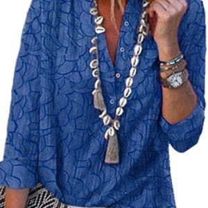 Shirt Collar T-shirt, Shirts & Blouses, color:Blue|size:3XL, JustFashionNow
