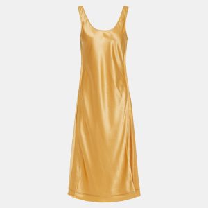 Acne Studios Gold Satin Sleeveless Midi Dress S (EU 34), Dresses - Luxury Closet catalog