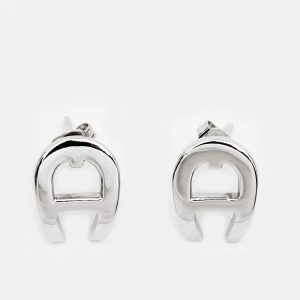 Aigner Logo Silver Tone Earrings, Jewelry - Luxury Closet catalog