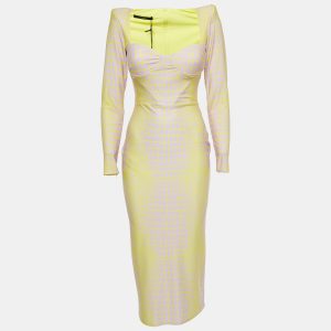 Alex Perry Yellow/Lilac Croc Print Jersey Midi Dress L, Dresses - Luxury Closet catalog