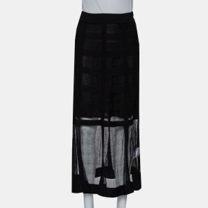 Alexander McQueen Black Patterned Silk Knit Midi Skirt M, Skirts - Luxury Closet