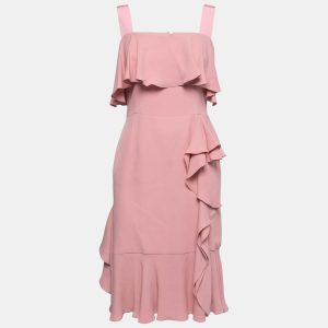 Alexander McQueen Pink Silk Chiffon Ruffled Off-Shoulder Dress S, Dresses - Luxury Closet catalog