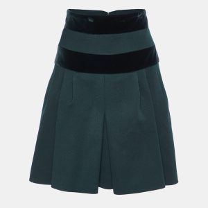 Alexander McQueen Dark Green Wool & Velvet Trim Mini Skirt M, Skirts - Luxury Closet catalog