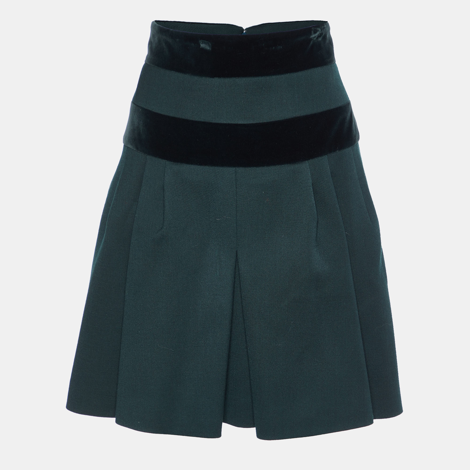 Alexander McQueen Dark Green Wool & Velvet Trim Mini Skirt M, Skirts - Luxury Closet catalog