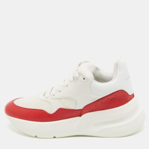Alexander McQueen White/Red Leather and Canvas Larry Sneakers Size 38, Athletic Shoes & Sneakers - Luxury Closet
