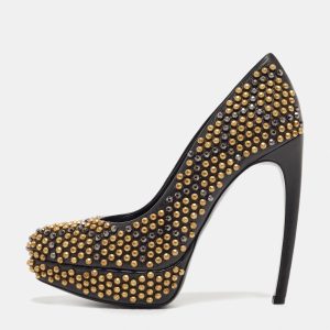 Alexander McQueen Black Leather Studded Platform Pumps Size 37.5, Pumps - Luxury Closet catalog