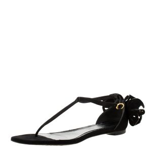 Alexander McQueen Black Leather Butterfly Detail Flat Sandals Size 36, Sandals - Luxury Closet