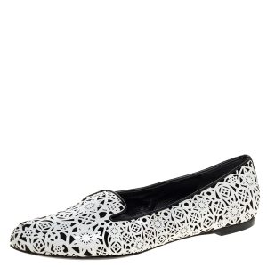 Alexander McQueen Monochrome Laser Cut Patent Leather Smoking Slippers Size 37, Loafers & Slip-Ons - Luxury Closet catalog