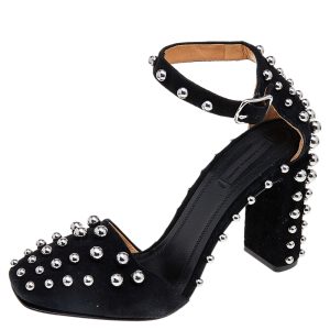 Alexander Wang Black Suede Studded Block Heel Ankle Strap Sandals Size 38, Sandals - Luxury Closet