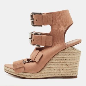 Alexander Wang Pink Nubuck Leather Buckle Ankle Cuff Espadrille Sandals Size 40, Sandals - Luxury Closet