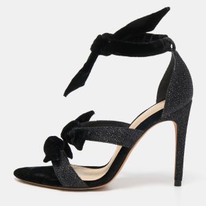 Alexandre Birman Black Velvet and Glitter Tripple Knot Lolita Sandals Size 36.5, Sandals - Luxury Closet