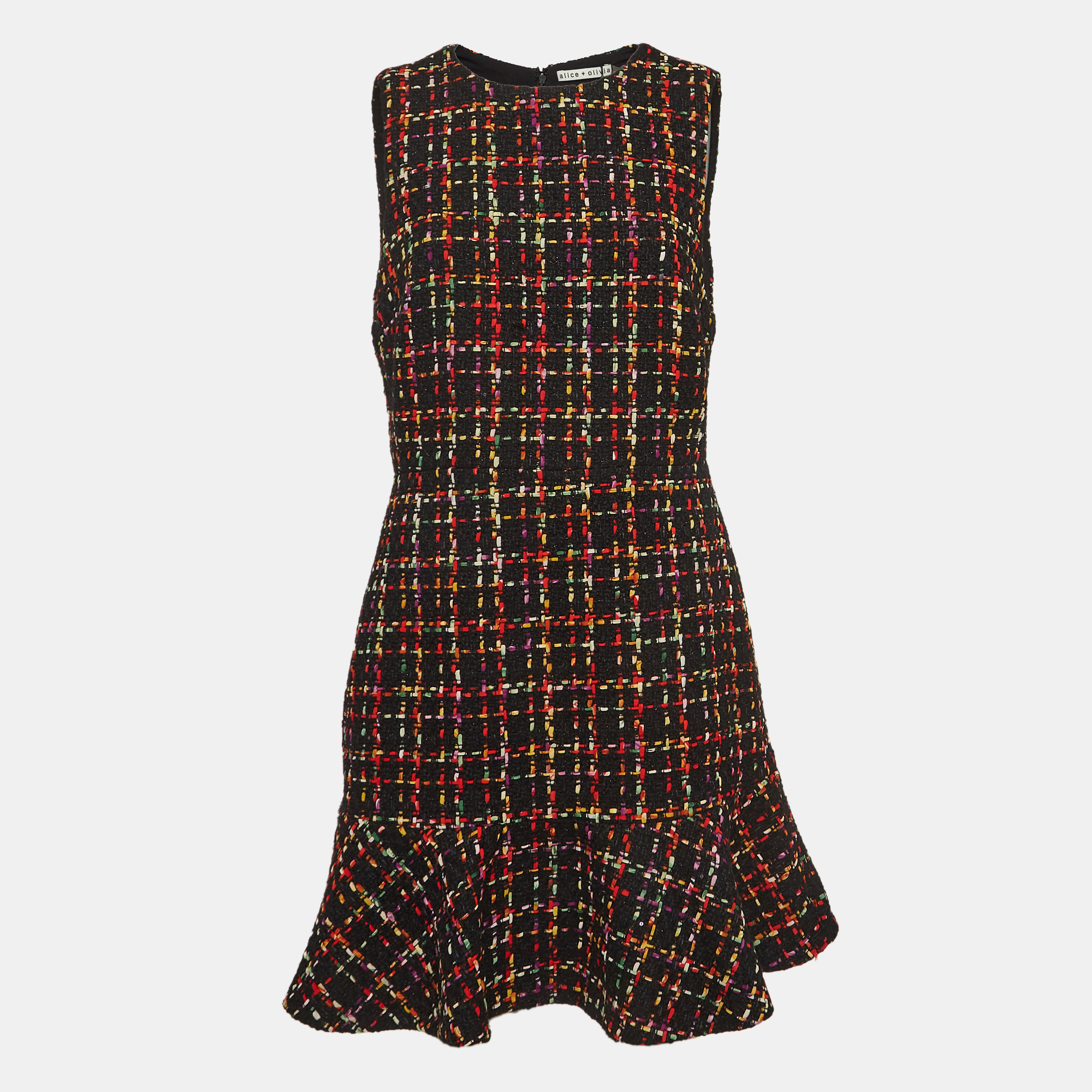 Alice + Olivia Multicolor Tweed Sleeveless Flounce Sonny Dress L, Dresses - Luxury Closet catalog