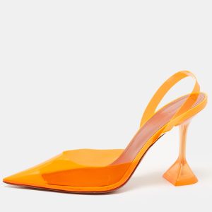 Amina Muaddi Orange PVC Holli Glass Slingback Pumps Size 40.5, Pumps - Luxury Closet catalog