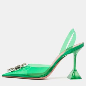 Amina Muaddi Green PVC Begum Slingback Pumps Size 37.5, Pumps - Luxury Closet catalog