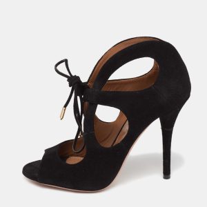 Aquazzura Black Suede C'est Chic Sandals Size 37, Sandals - Luxury Closet