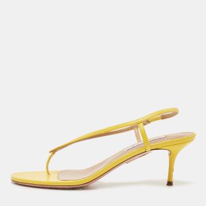 Aquazzura Yellow Leather Slingback Sandals Size 38, Sandals - Luxury Closet