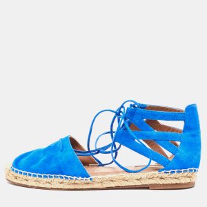 Aquazzura Blue Suede Strappy Espadrille Sandals Size 38, Sandals - Luxury Closet