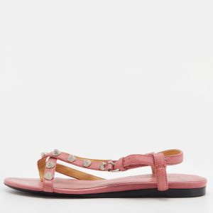 Balenciaga Pink Leather Arena Flat Sandals Size 36, Sandals - Luxury Closet
