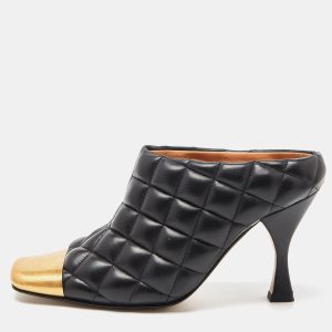 Bottega Veneta Black Quilted Padded Leather Mules Size 38, Sandals - Luxury Closet