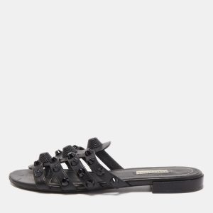 Balenciaga Black Leather Arena Flats Size 38, Sandals - Luxury Closet
