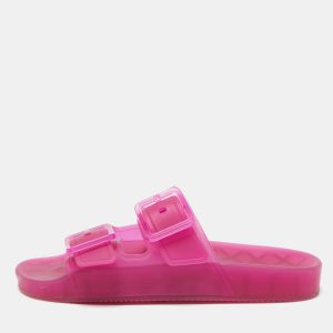 Balenciaga Pink Rubber Double Buckle Detail Flat Sandals Size 38, Sandals - Luxury Closet