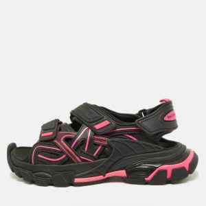 Balenciaga Black/Pink Leather Track Sandals Size 37, Sandals - Luxury Closet