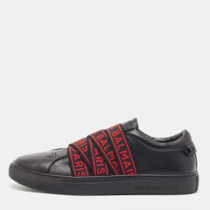 Balmain Black Leather Slip On Sneakers Size 39, Athletic Shoes & Sneakers - Luxury Closet