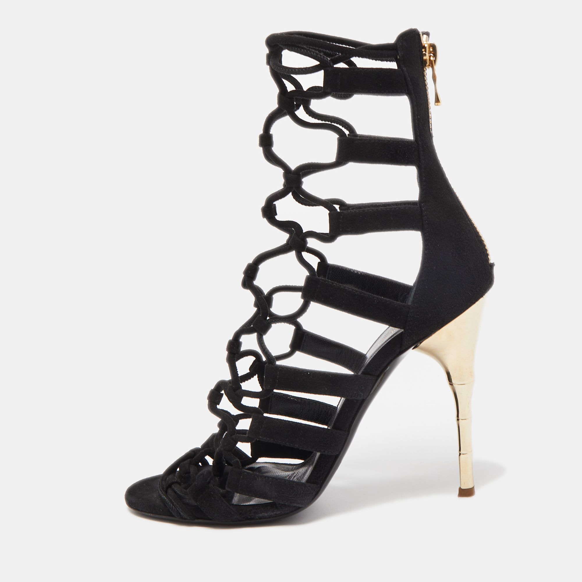 Balmain Black Suede Strappy Sandals Size 36, Sandals - Luxury Closet