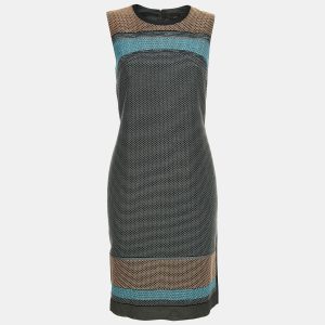 Boss By Hugo Boss Multicolor Textured Cotton Blend Sleeveless Dress S, Dresses - Luxury Closet catalog