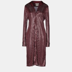 Bottega Veneta Maroon Jersey Mirror Embellished Midi Dress S (IT 38), Dresses - Luxury Closet catalog