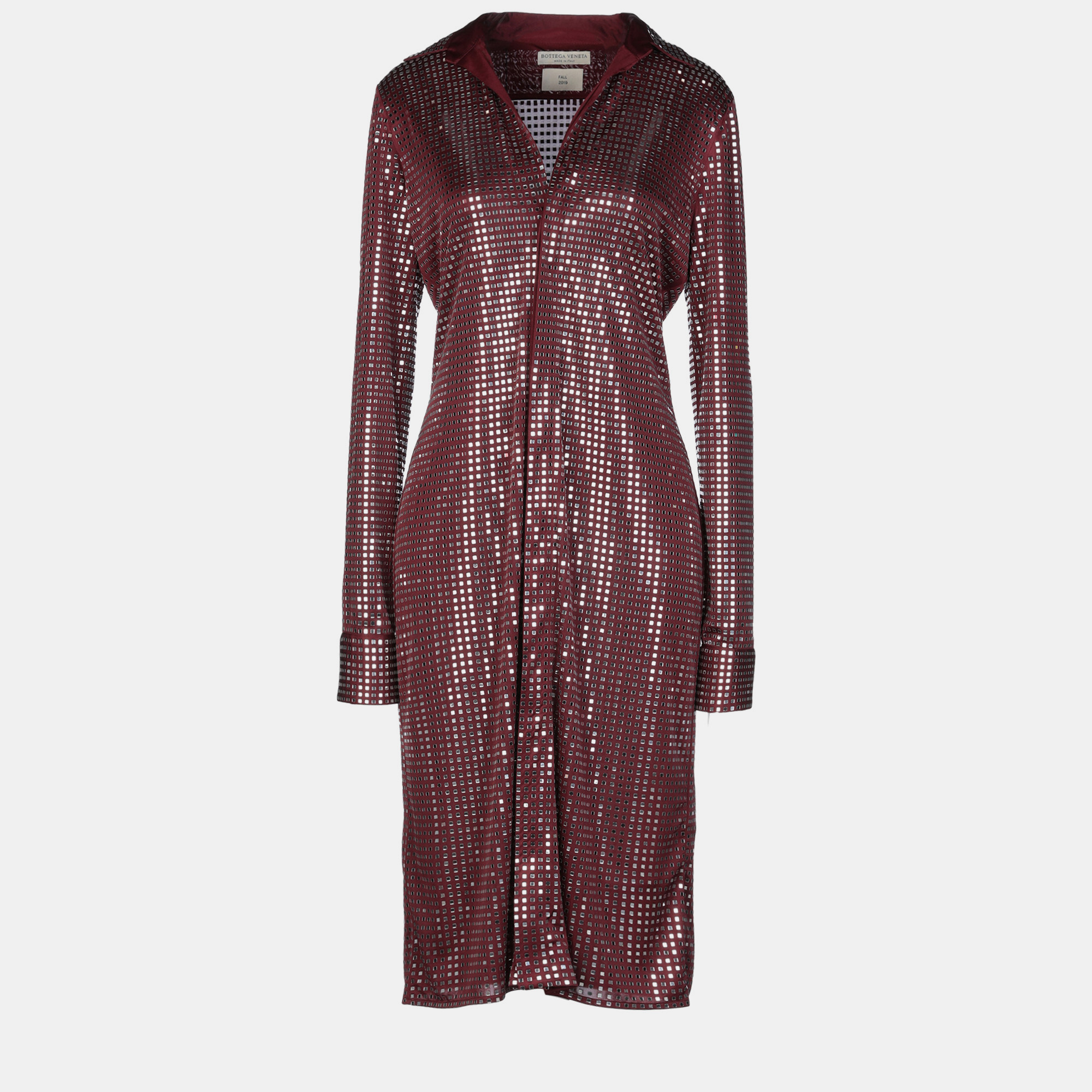Bottega Veneta Maroon Jersey Mirror Embellished Midi Dress S (IT 38), Dresses - Luxury Closet catalog