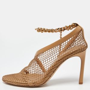 Bottega Veneta Beige Mesh and Leather Chunky Chain Ankle Strap Pumps Size 41, Pumps - Luxury Closet catalog