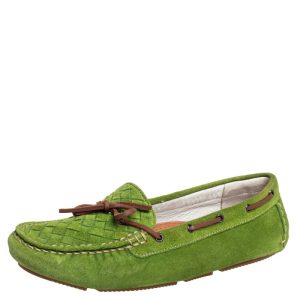 Bottega Veneta Green Intrecciato Suede Bow Slip on Loafers Size 38, Loafers & Slip-Ons - Luxury Closet catalog