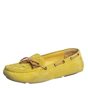 Bottega Veneta Yellow Intrecciato Suede Bow Slip On Loafers Sizs 36.5, Loafers & Slip-Ons - Luxury Closet catalog