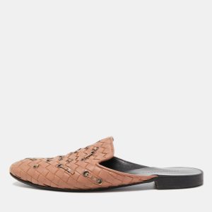 Bottega Veneta Beige Intreciatto Leather and Python Mules 35, Sandals - Luxury Closet