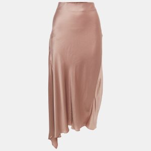 Brunello Cucinelli Pink Satin Asymmetric Midi Skirt L, Skirts - Luxury Closet