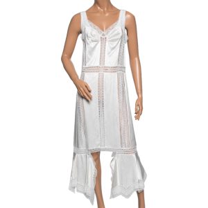 Burberry White Satin Silk & Chantilly Lace Sleeveless Slip Dress S, Dresses - Luxury Closet