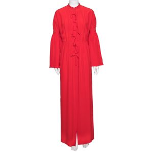 Burberry Red Silk Button Down Maxi Dress S, Dresses - Luxury Closet