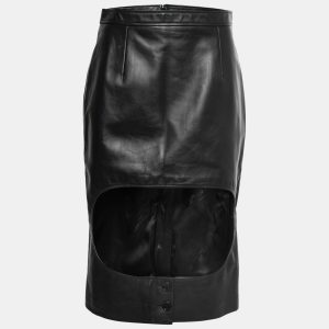 Burberry Black Leather Cut Out Pencil Skirt S, Skirts - Luxury Closet
