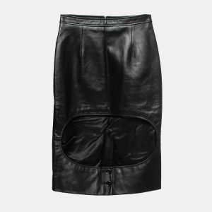 Burberry Black Leather Cut Out Pencil Skirt XS, Skirts - Luxury Closet
